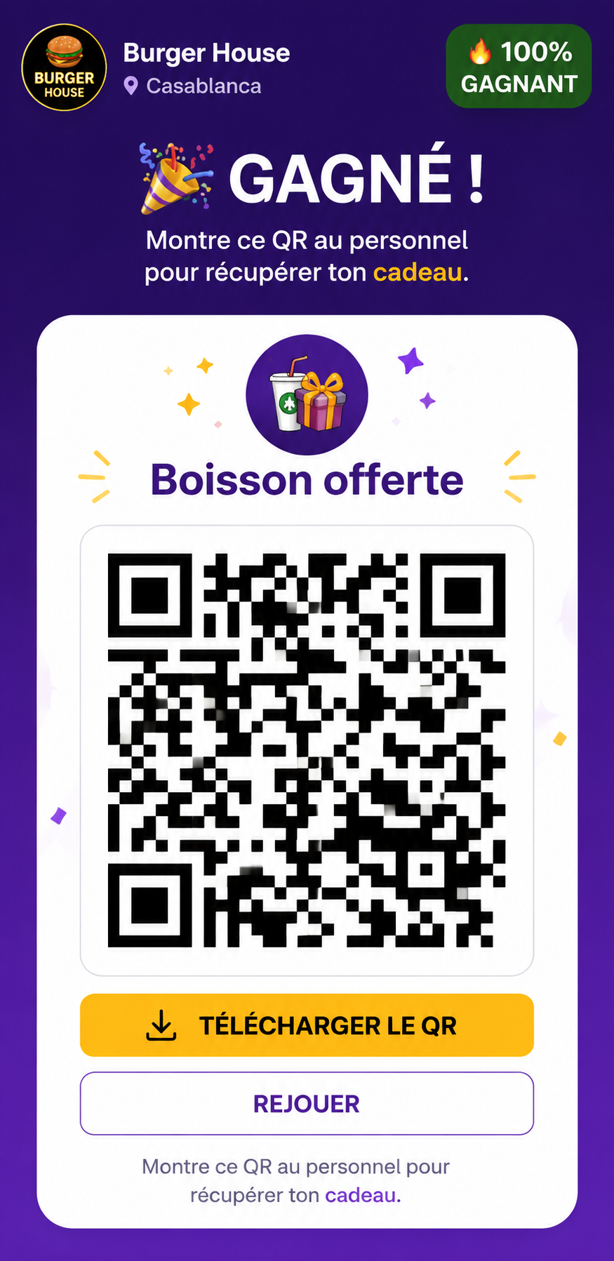 QR code récompense Fideliz